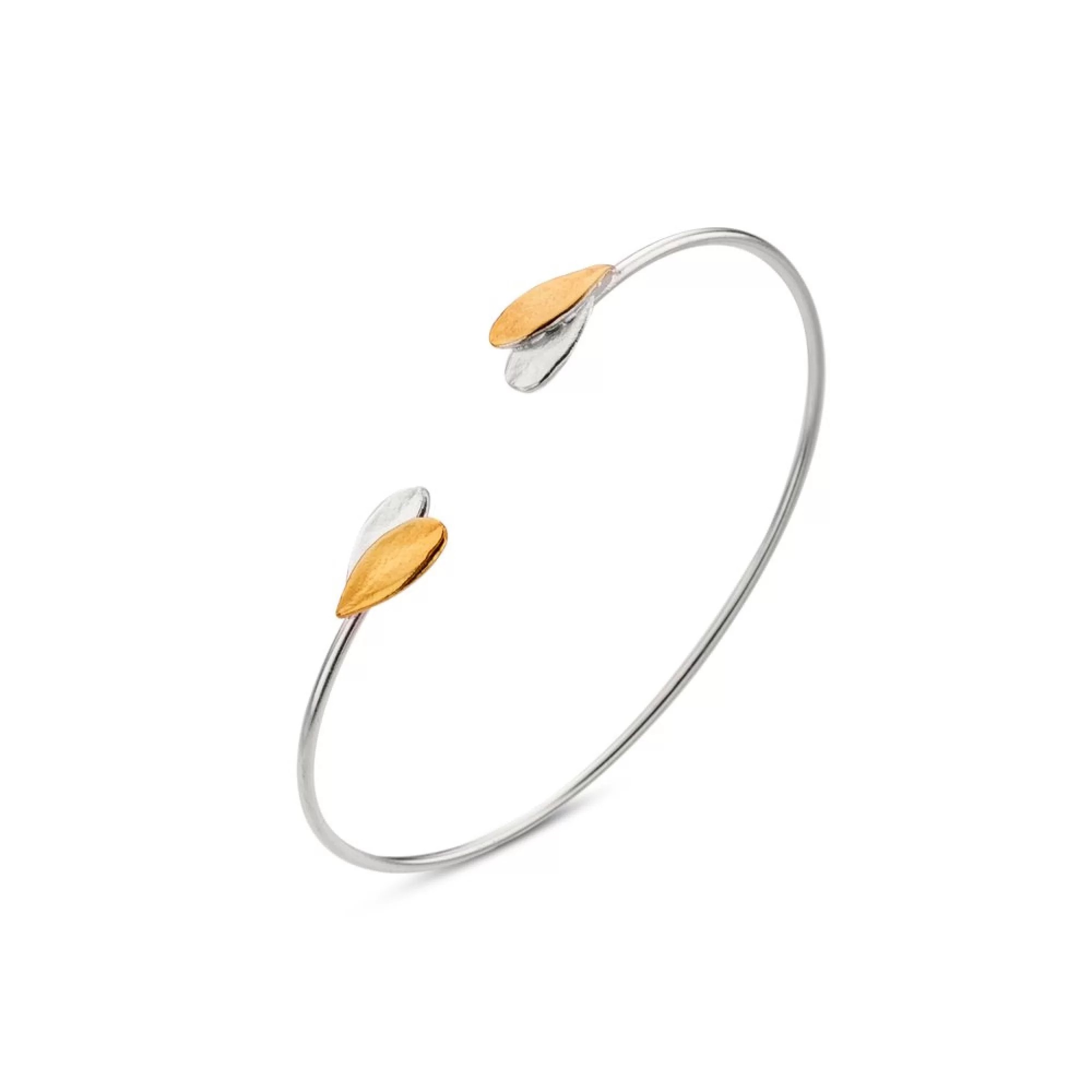 1TA0524-080 THALLO Moira Olive Bracelet Mini with Flexible Wire 24K Gold and Sterling Silver #s219b (A-SK-E)