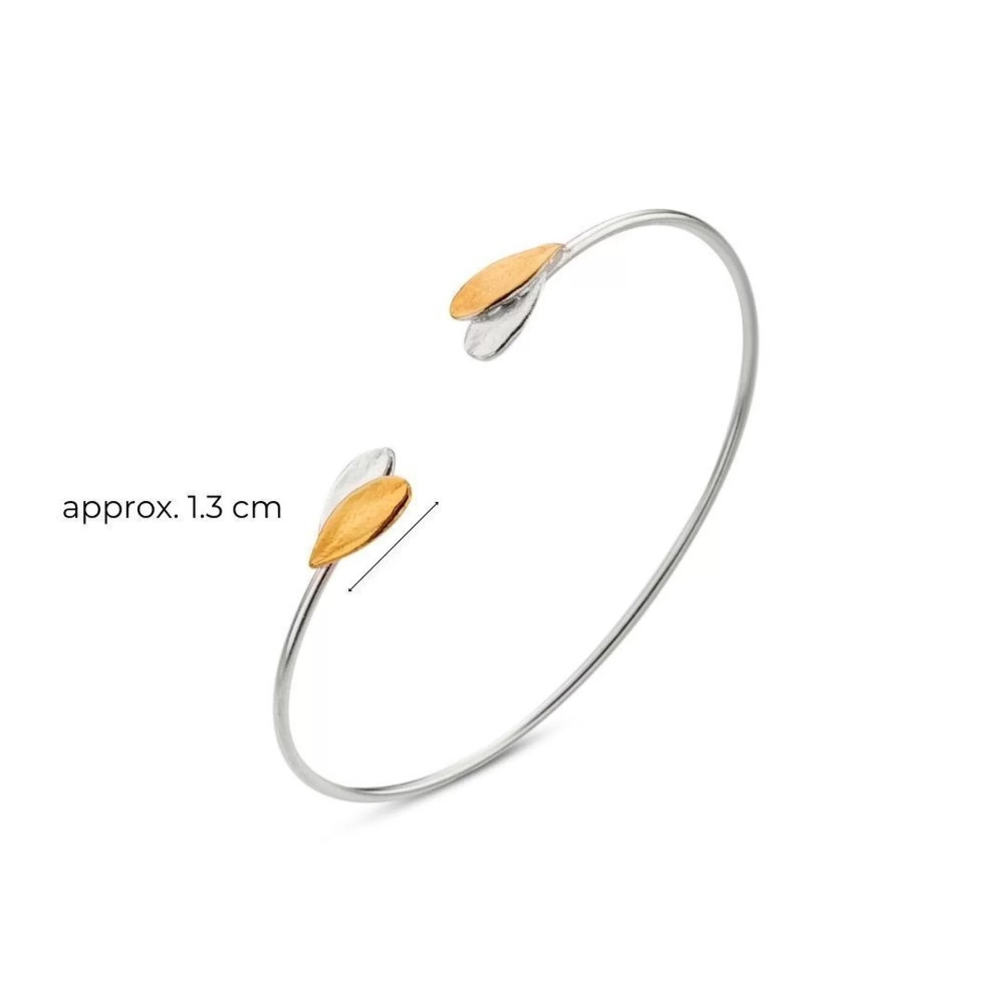 1TA0524-080 THALLO Moira Olive Bracelet Mini with Flexible Wire 24K Gold and Sterling Silver #s219b (A-SK-E)