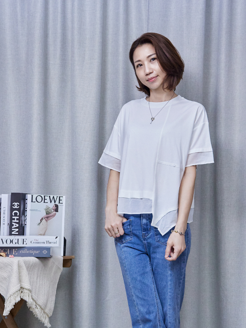 涼感再升級♡專屬夏天的簡約感拼接Tee