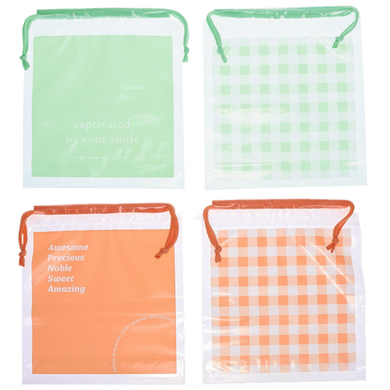 束口袋/綠、橘 2入 25×28×8cm