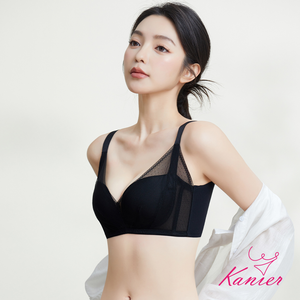 【Kanier卡妮兒】悅己主義 獨家專利舒悅杯™ 深V集中 無鋼圈內衣【1315 黑 B / C 罩杯】