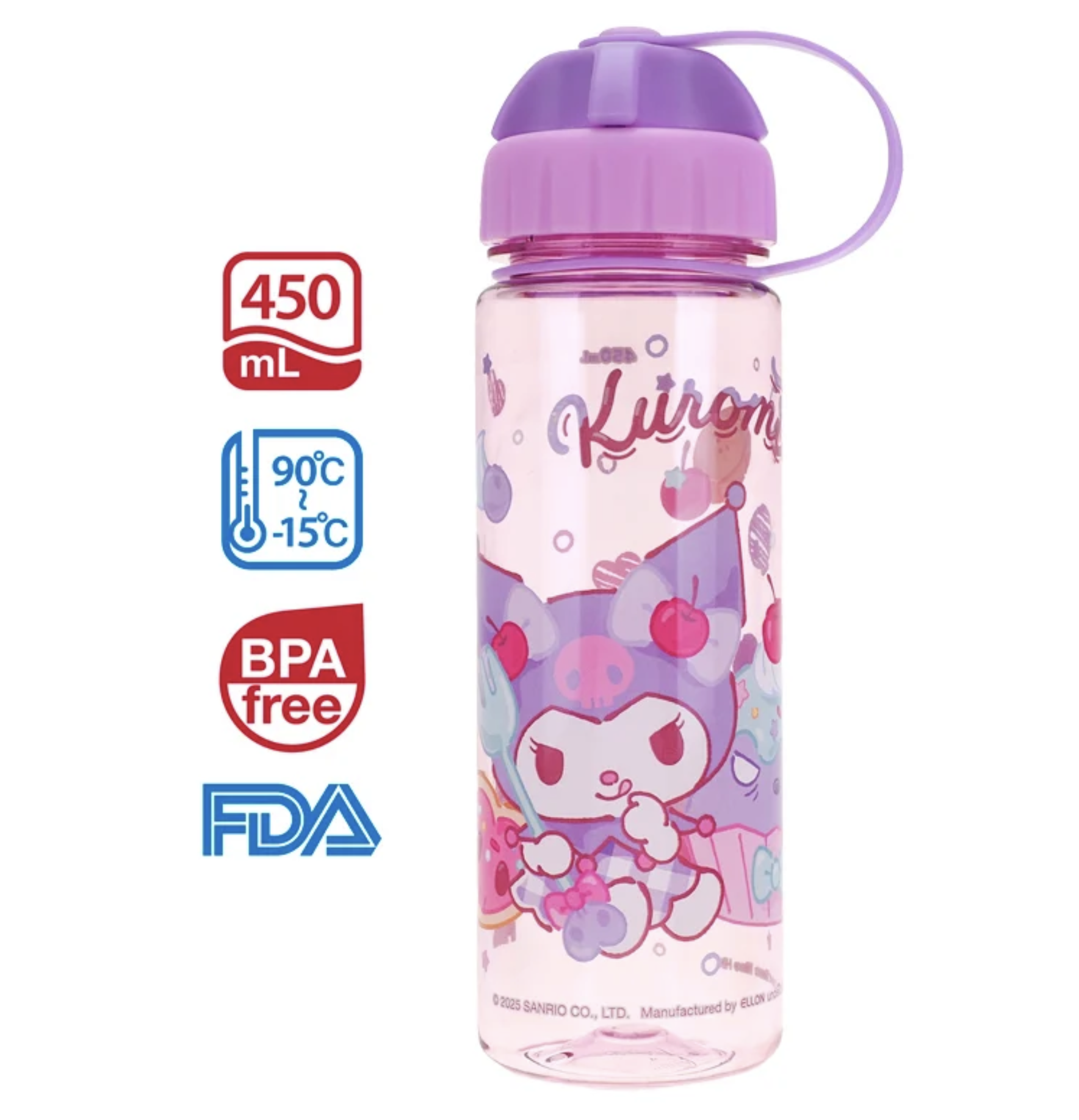 Kuromi 450ml BPA Free 膠水樽 2開口設計 9-5961-50