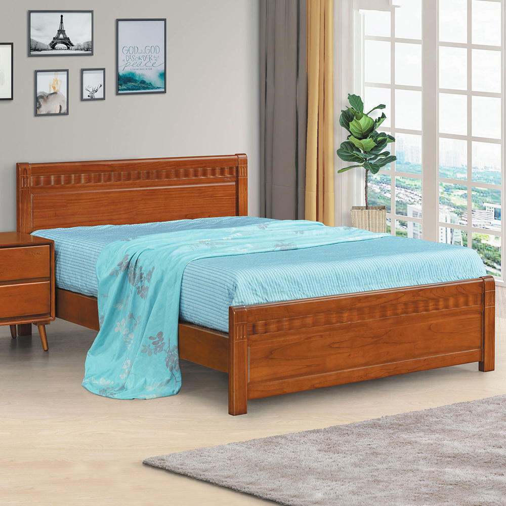 羅尼特3.5尺單人柚木色實木床架(五分床板-不含床墊)