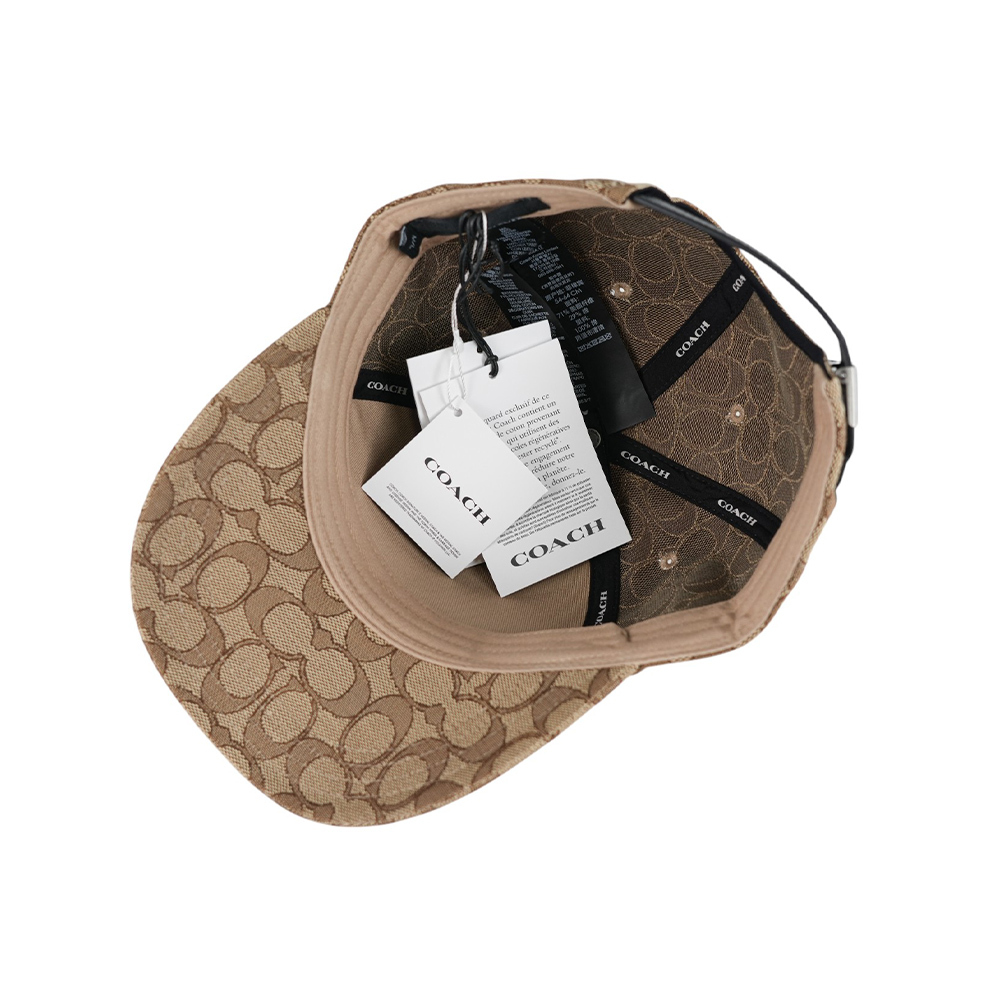 【COACH】CC Logo 滿版緹花布棒球帽 M-L (卡其色) CW766 KHA