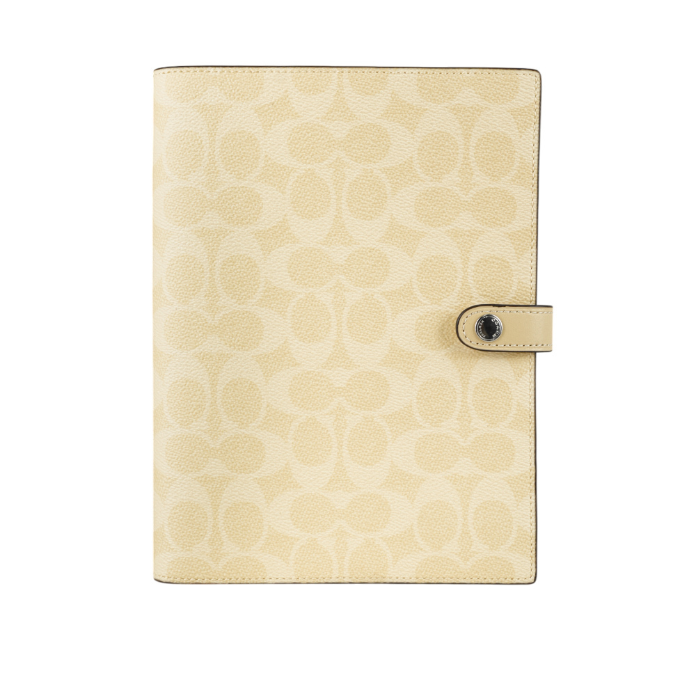 【COACH】CC Logo 塗層帆布及皮革細節筆記本/記事本(稻黃色)