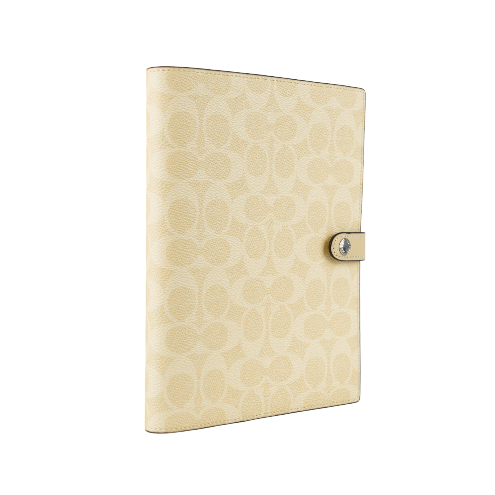 【COACH】CC Logo 塗層帆布及皮革細節筆記本/記事本(稻黃色) CZ198 SVMN0