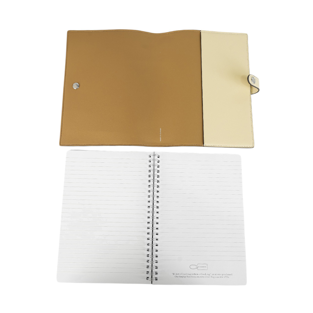 【COACH】CC Logo 塗層帆布及皮革細節筆記本/記事本(稻黃色) CZ198 SVMN0