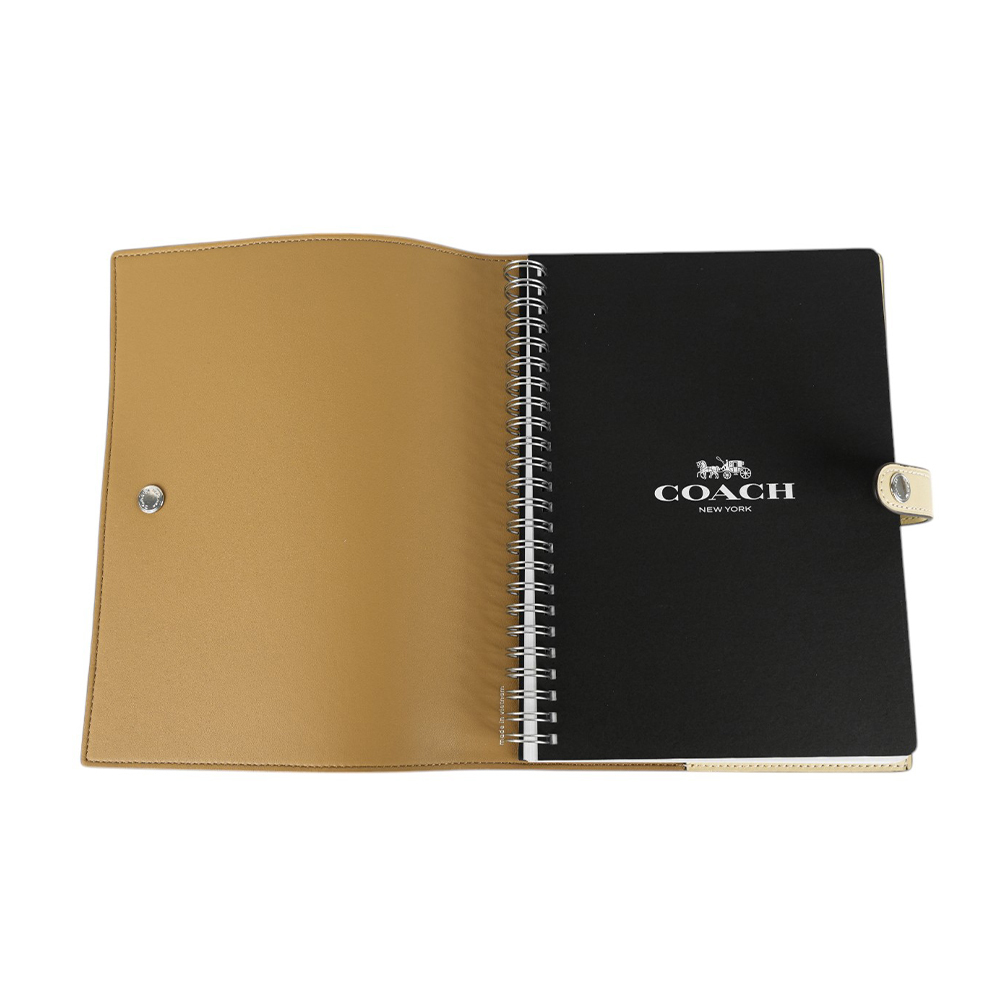 【COACH】CC Logo 塗層帆布及皮革細節筆記本/記事本(稻黃色) CZ198 SVMN0