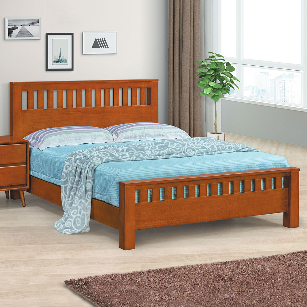 喬維3.5尺單人柚木色實木床架(五分床板-不含床墊)