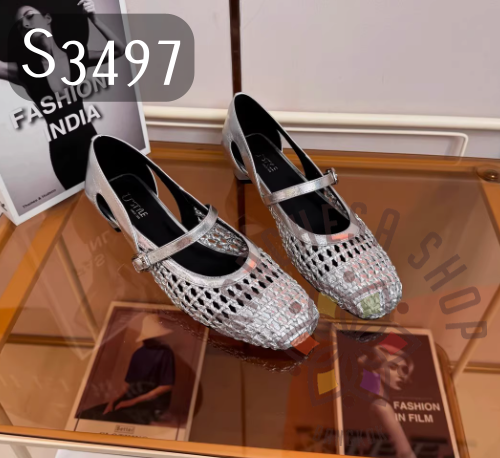 S3497 - 牛皮中空麻花編織圓頭平底涼鞋