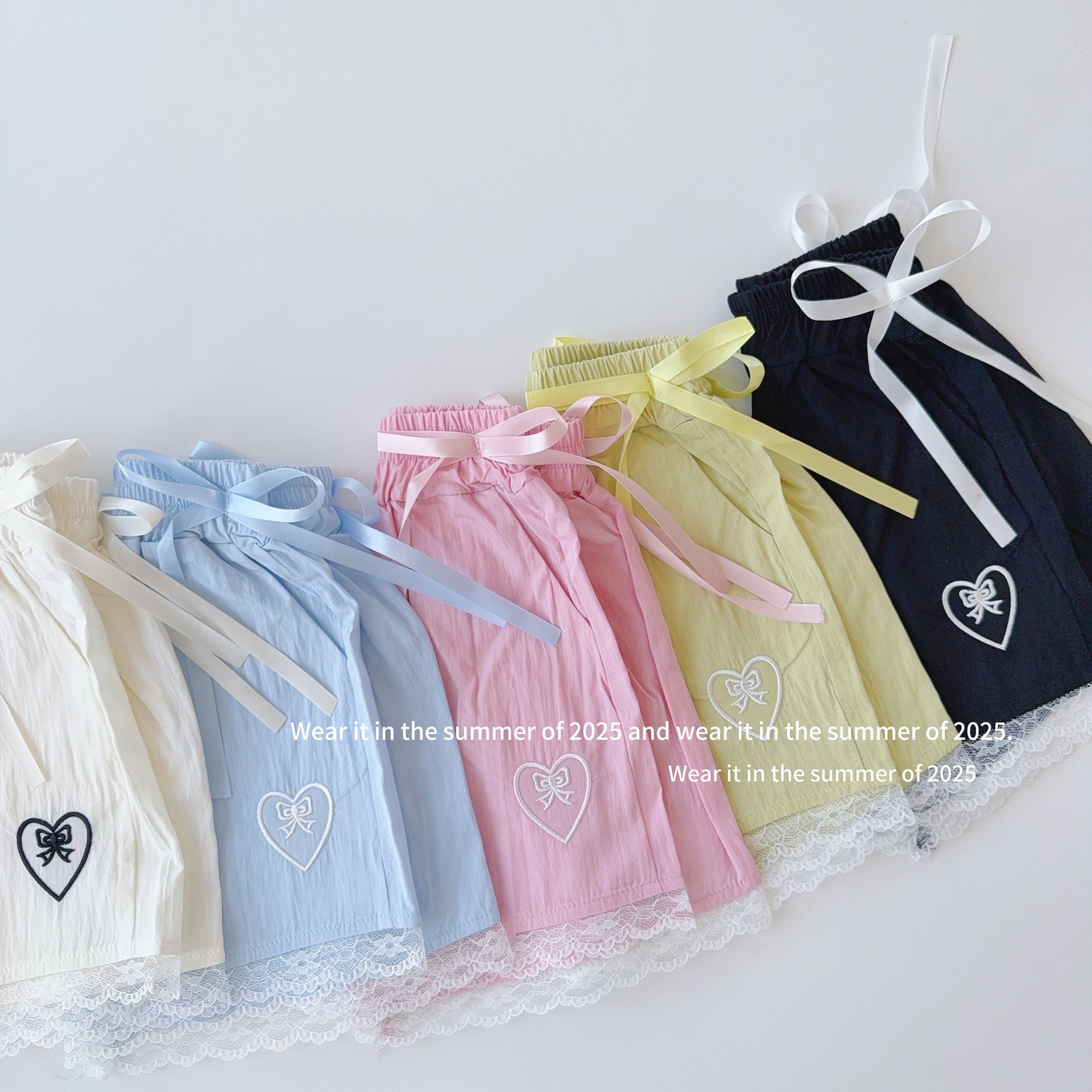 五色糖果色緞帶蝴蝶結短褲