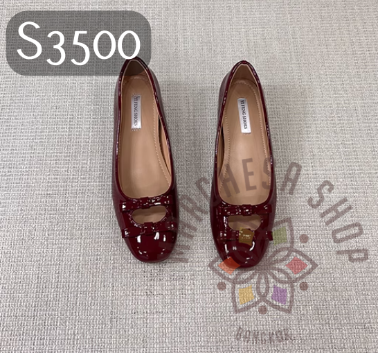 S3500 - 羊漆皮中空蝴蝶結圓頭內增高高鞋