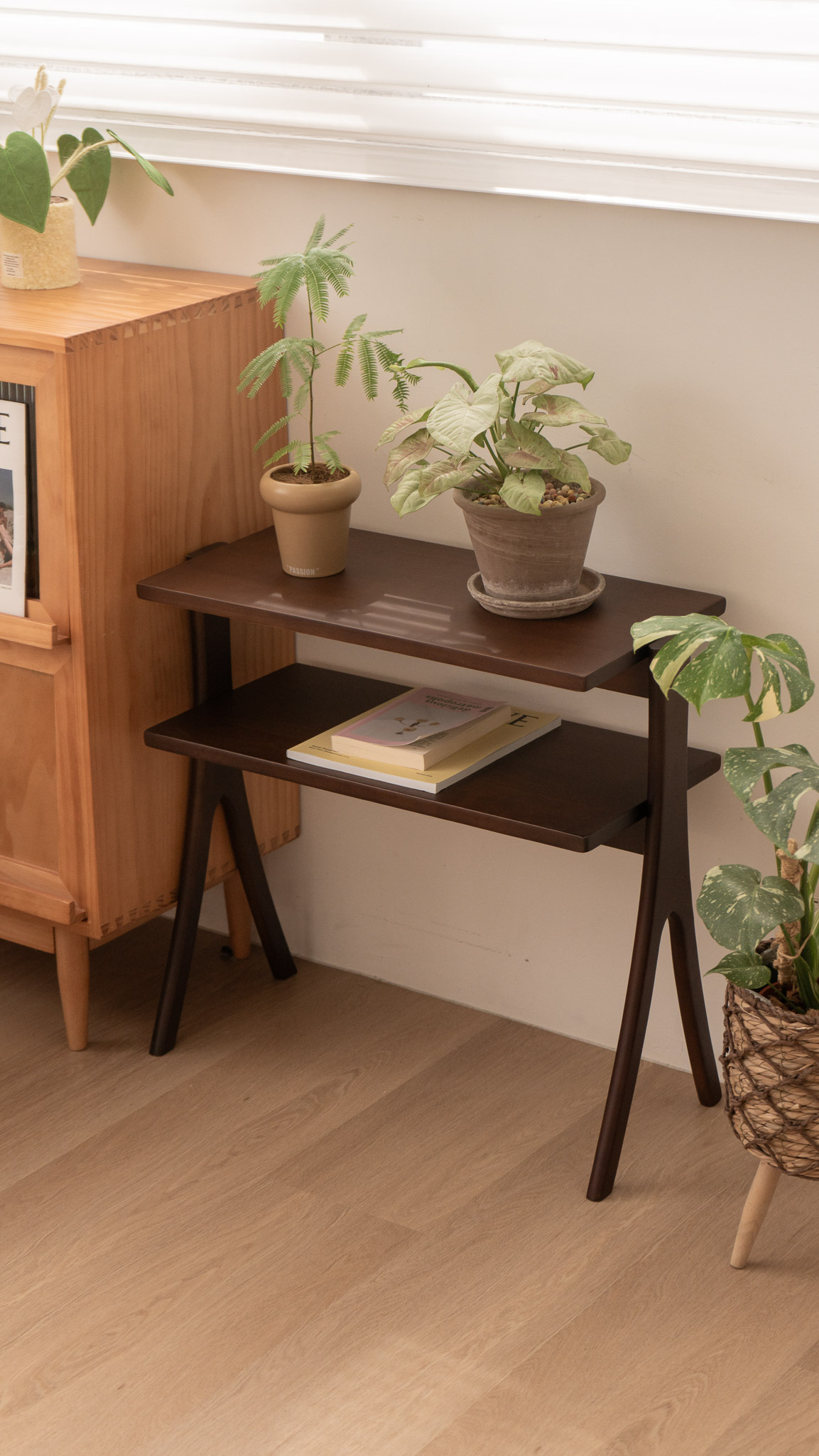 丹麥復古雙層置物書架