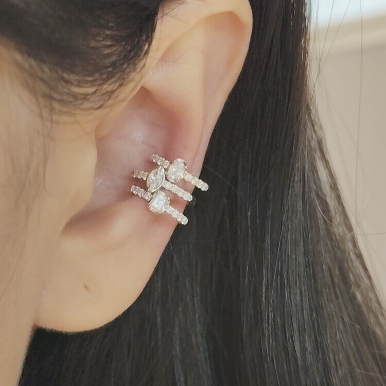 祖母綠切割鑽石耳扣