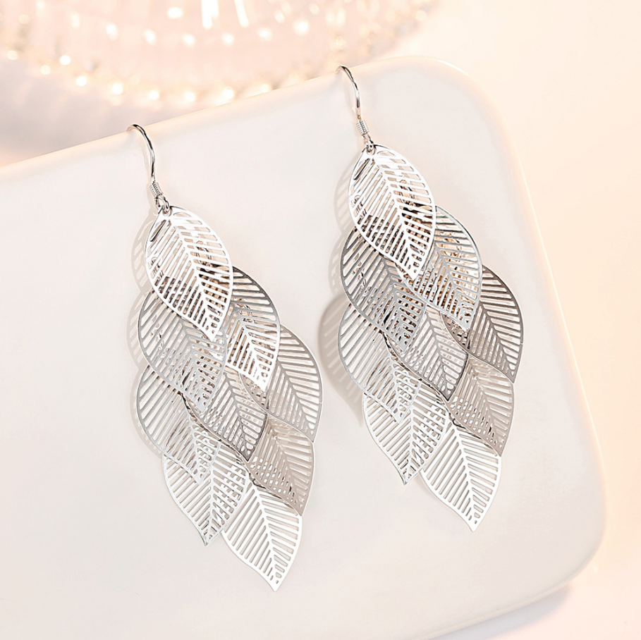 韓國JK 新款飾品時尚長款流蘇楓葉耳環個性清新文藝耳環 J1003