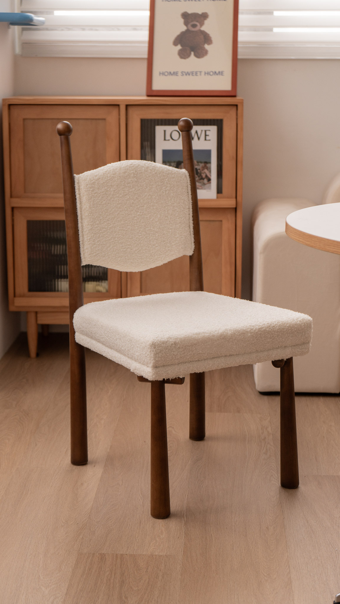 實木復古化妝羊羔绒椅子