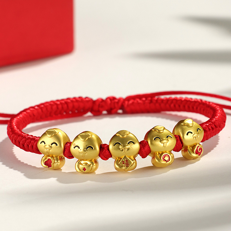 韓國JK 蛇年紅繩手鏈手工編織兒童情侶五福蛇生肖蛇手繩新年小禮物男女手繩 J0996
