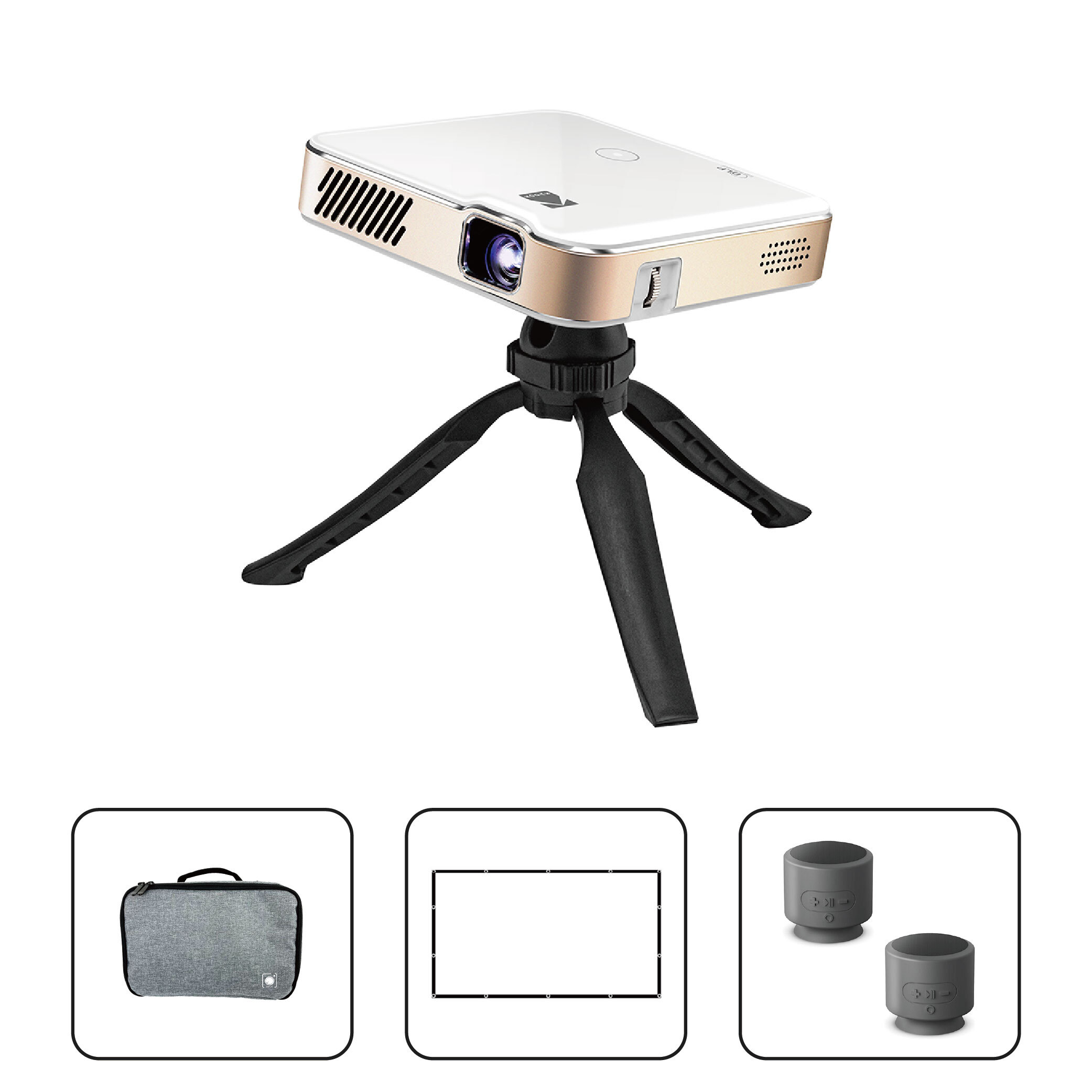 KODAK LUMA450 便攜式智能投影機｜布幕/布幕支架音箱套組