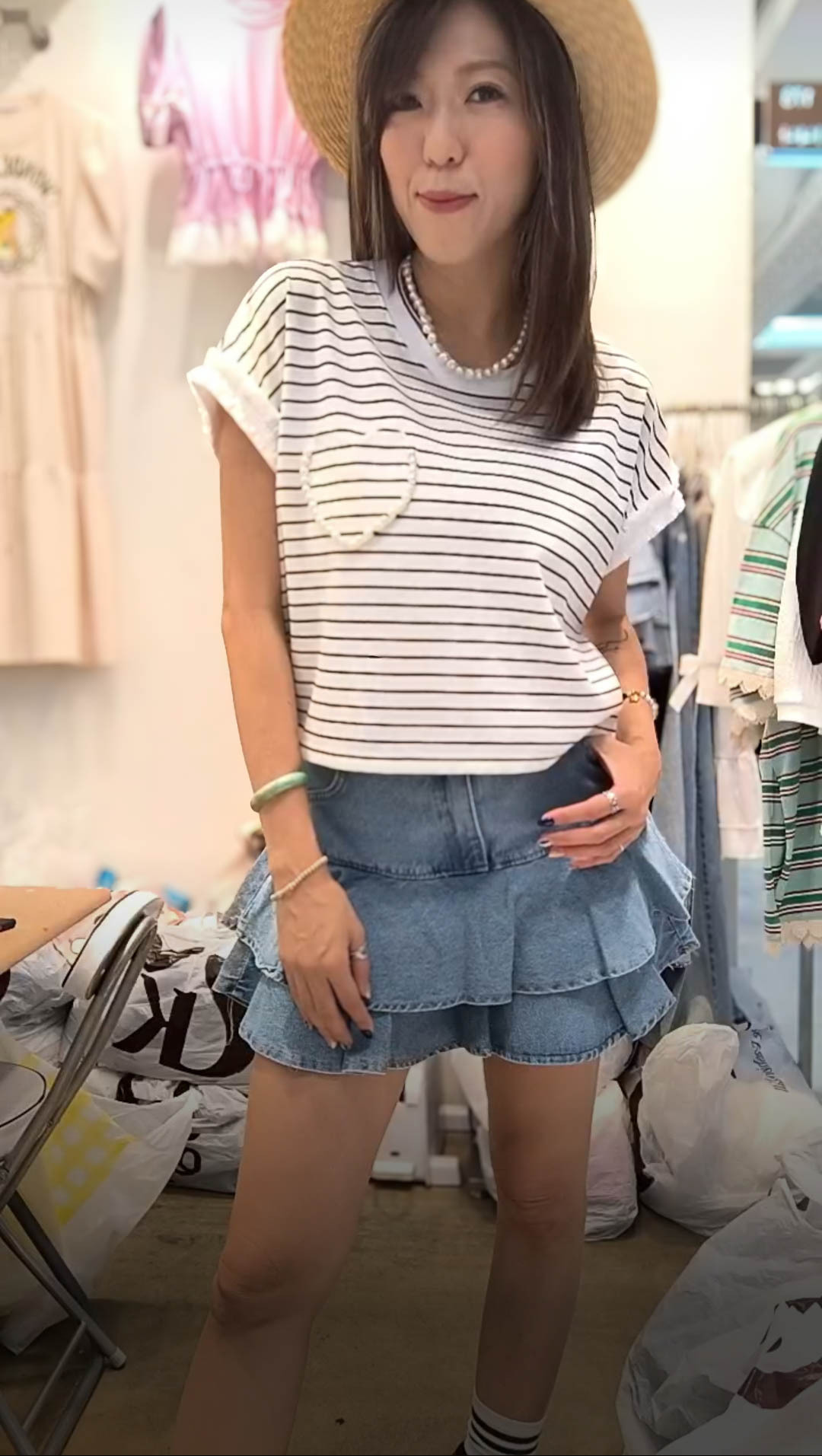 PM_K3053  ▶️愛心口袋條紋上衣 👉B:136cm L:47cm👈