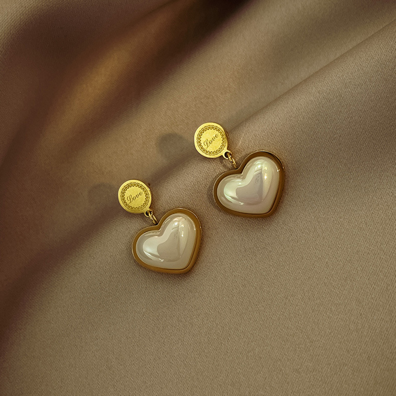 韓國JK 新款復古愛心高級感輕奢耳環首飾 J1033