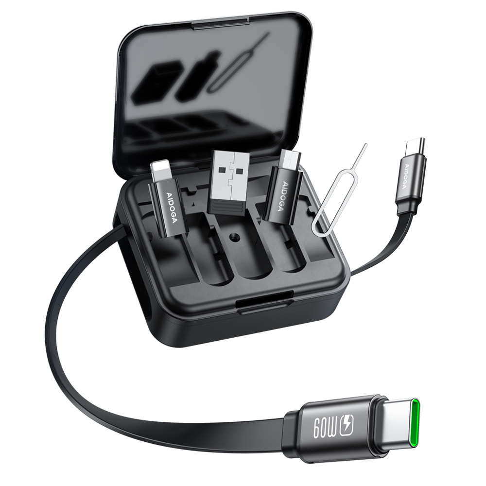 AIDOGA 艾迪伽 PD/Lightning/安卓Mirco/Type-C充電線/傳輸線/轉接頭 伸縮收納 GoBox系列