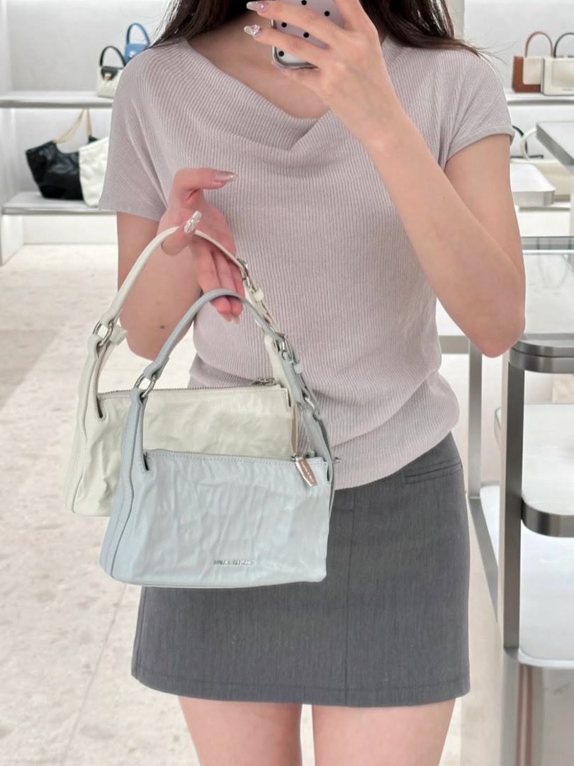 CHARLES&KEITH 小CK 多巴胺褶皺油蠟皮 腋下包