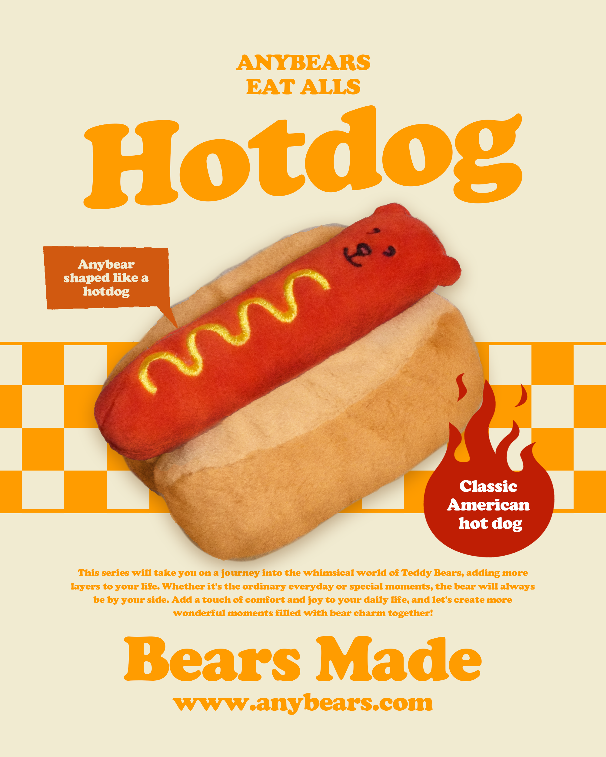 ANYBEARS® Hotdog BEAR 絨毛熱狗玩偶