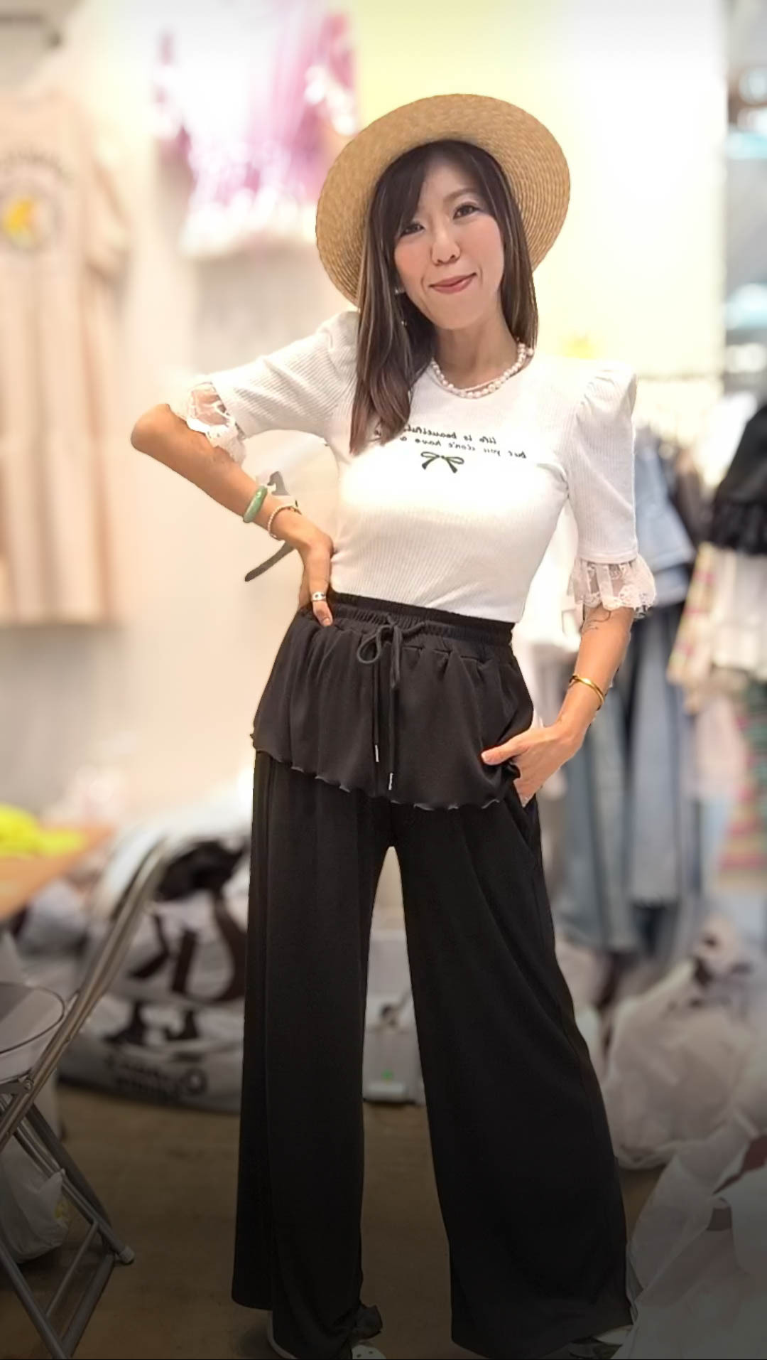 PM_K3077  ▶️英文字 蝴蝶結上 👉Free size B:cm L:56cm👈