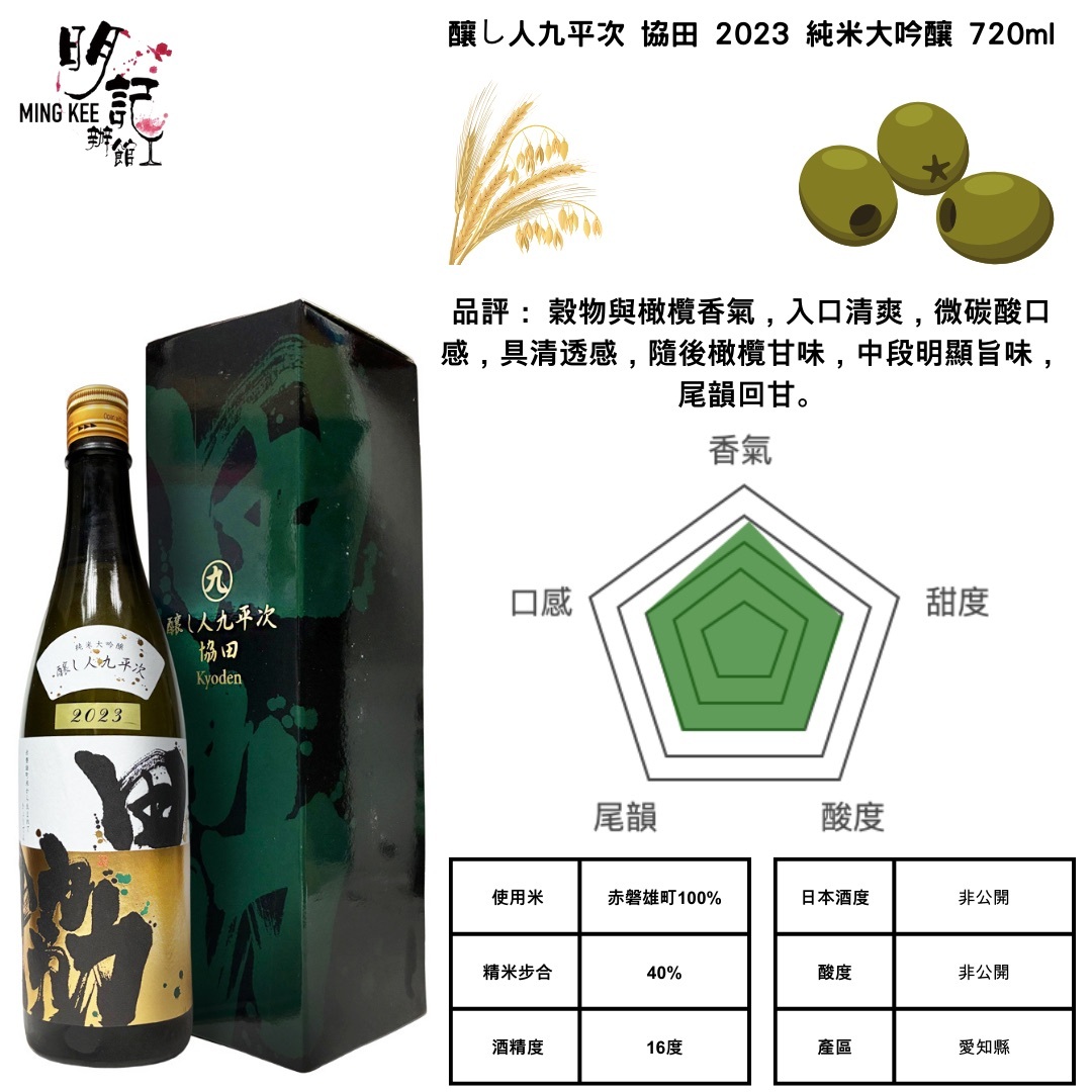 釀し人九平次 純米大吟釀 協田 720ml