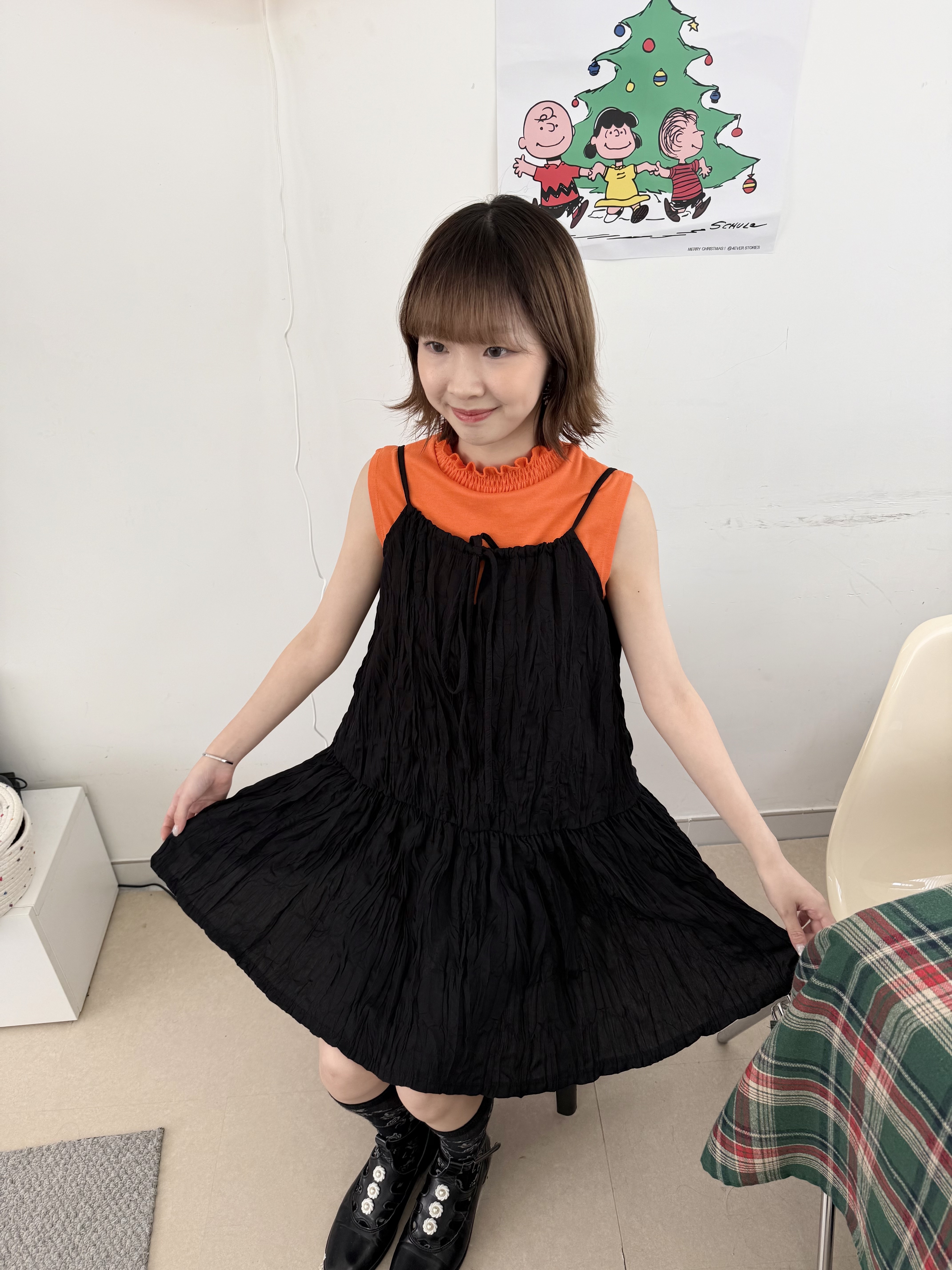 [三色入] 就就bow單層吊帶ops(black)