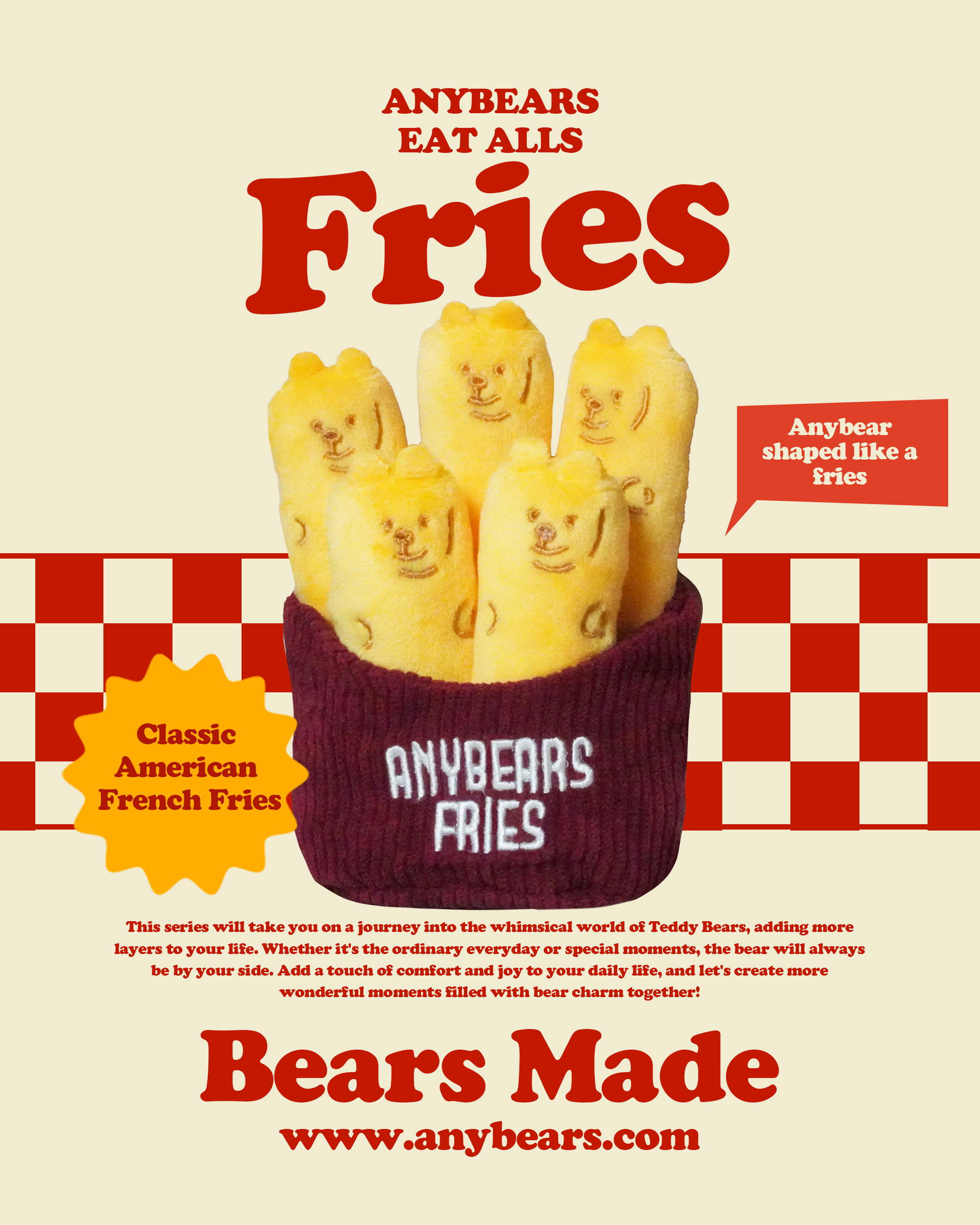 ANYBEARS® Fries BEAR 絨毛薯條玩偶