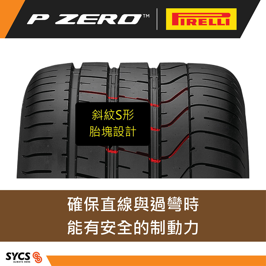 PZ3 tread close-up with angled S-blocks for better braking in straight lines and corners.