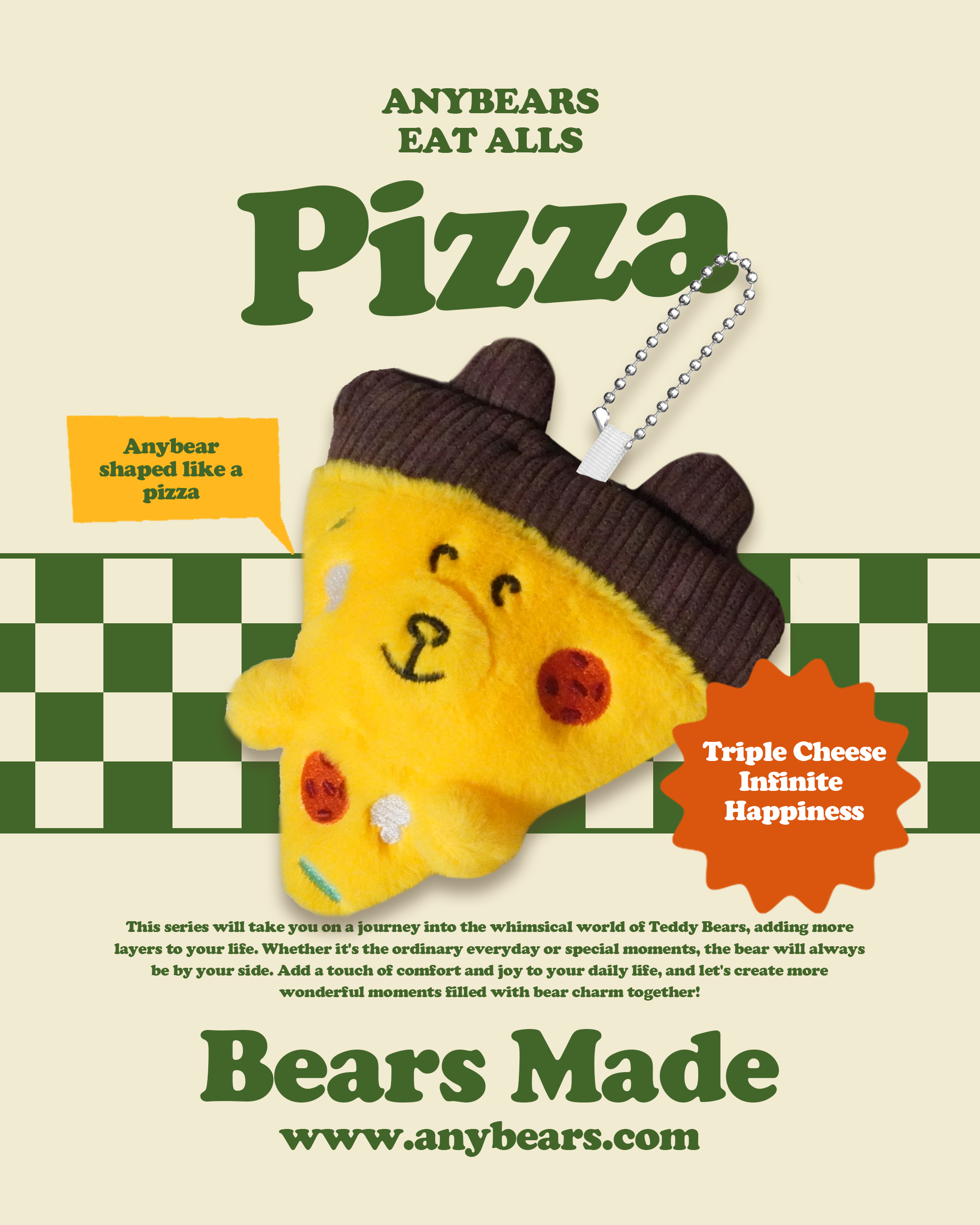 ANYBEARS® Pizza BEAR 絨毛披薩玩偶