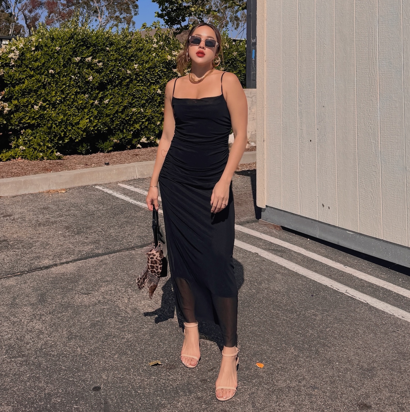 輕奢辣感網紗長洋裝(2色)