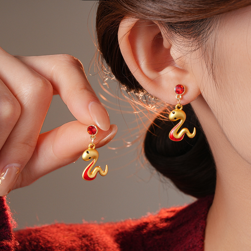 韓國JK 發財靈蛇耳環鴻運福蛇年 J1000