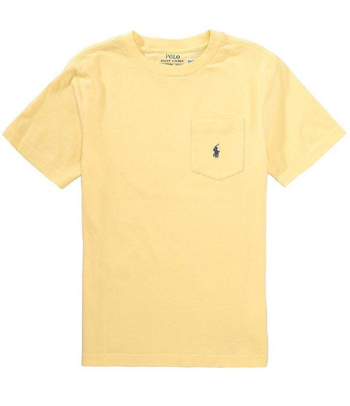 [USW] POLO RALPH LAUREN YELLOW BIG KID'S CREW NECK POCKET T-SHIRT, 323970333002-YELLOW (UZZ537)