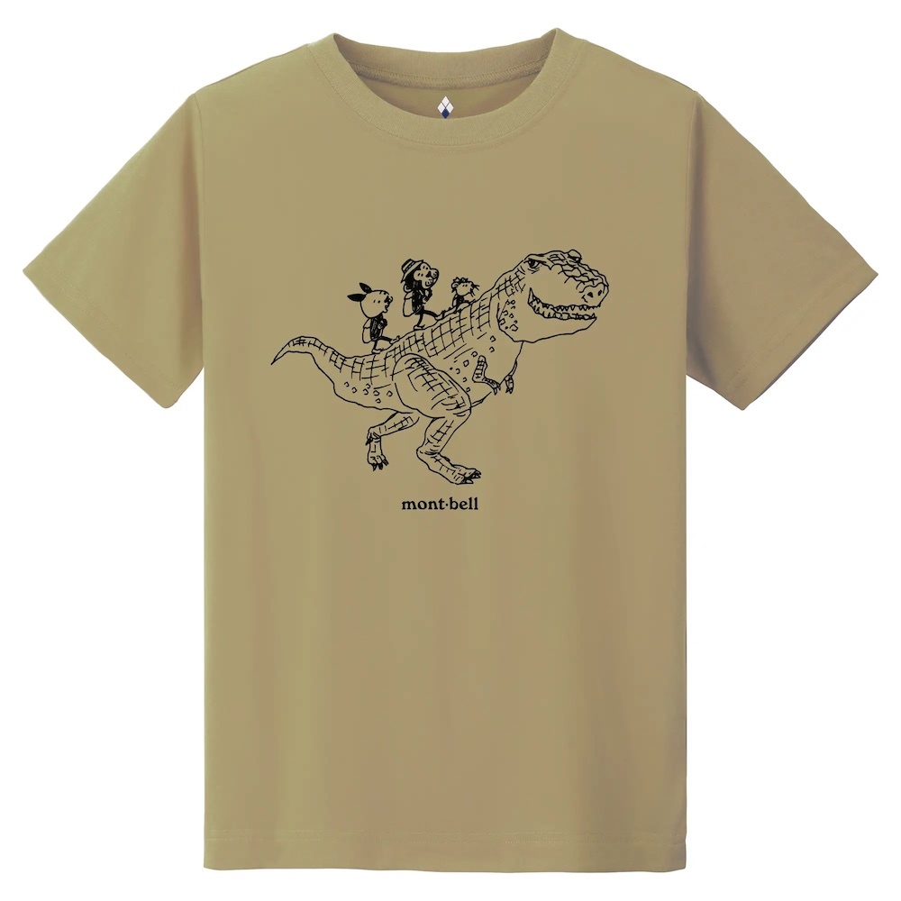 Mont-bell Wickron T Kid's 兒童 短袖排汗衣 快乾排汗T恤 (KYOURYU TO 恐龍) 1114860-TN 黃褐 [HappyOutdoor]