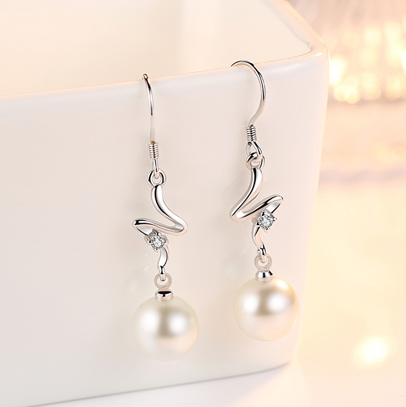 韓國JK 時尚鍍銀甜美花朵水滴珍珠耳墜 耳環 J1006