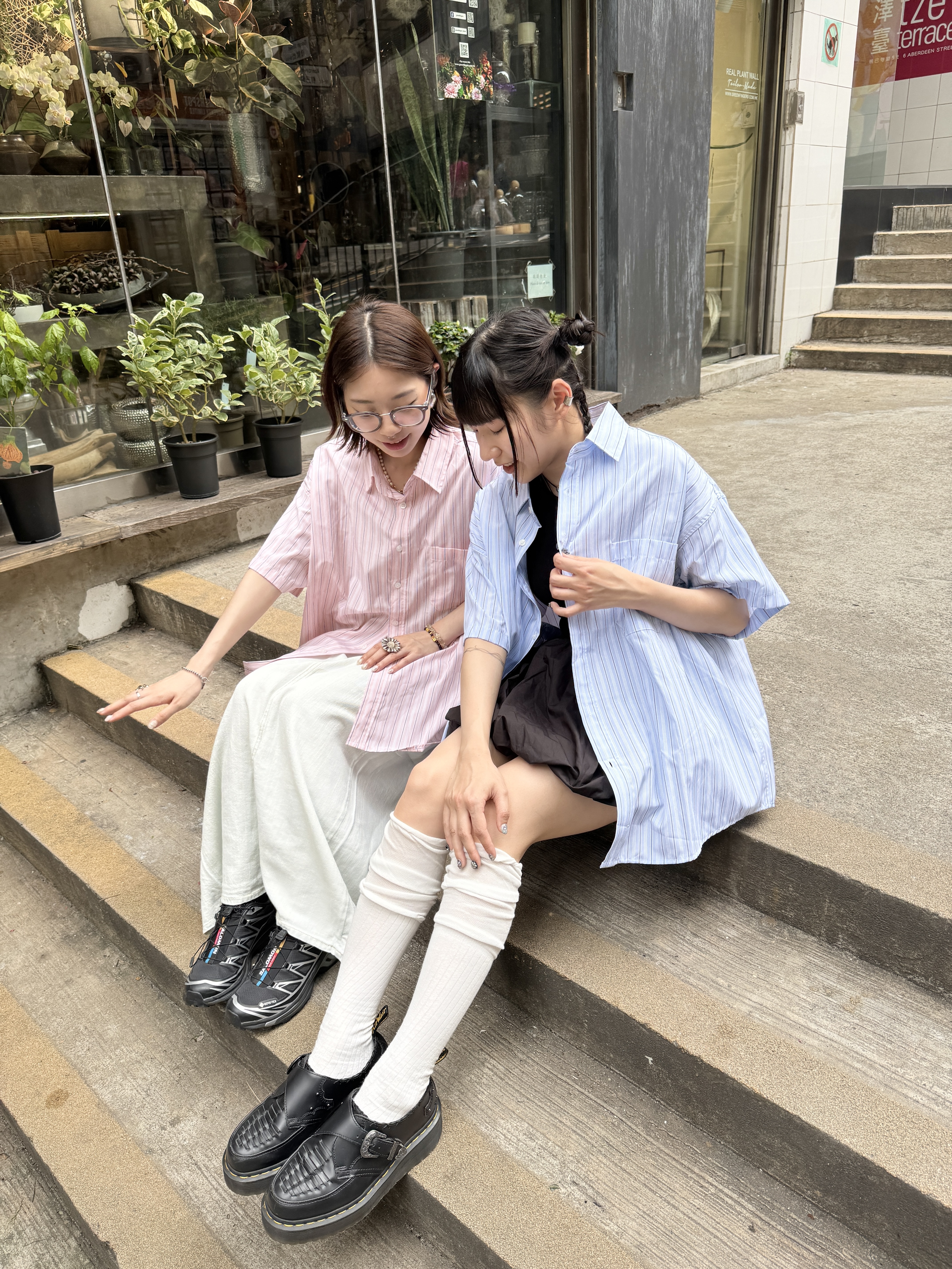 [3色入]直間oversize淡色恤衫(blue/pink)