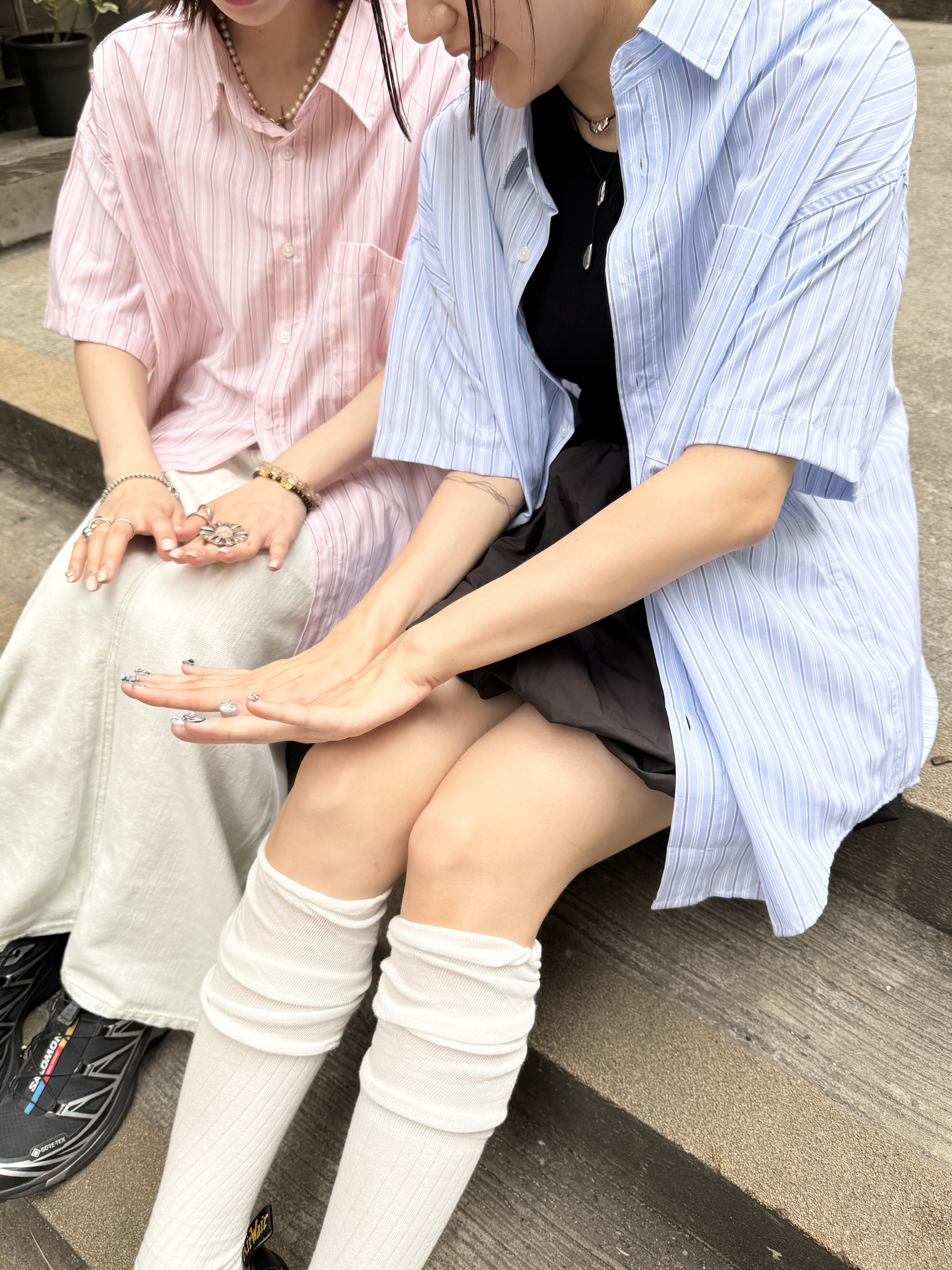 [3色入]直間oversize淡色恤衫(blue/pink)