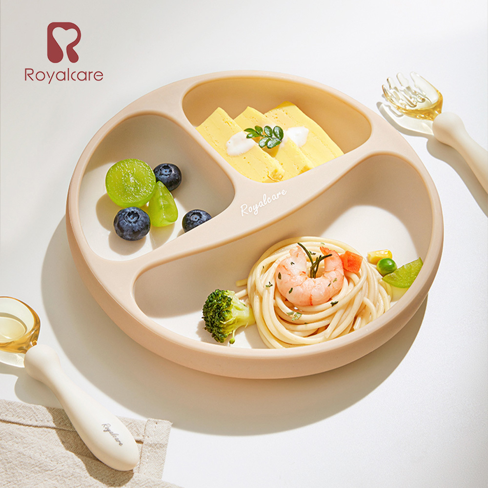 【Royalcare】嬰幼副食品器具 三格餐盤+不鏽鋼匙叉組+PPSU可調式匙叉組