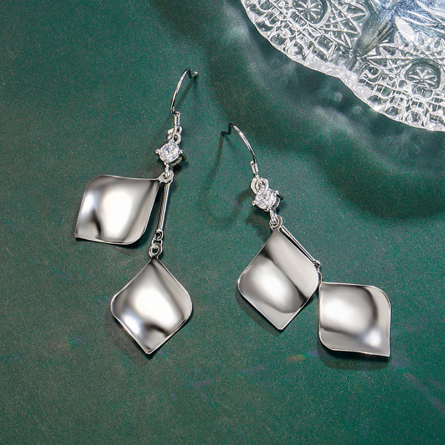 韓國JK 幾何菱形鑲鑽流蘇耳墜 | 耳環 J1018