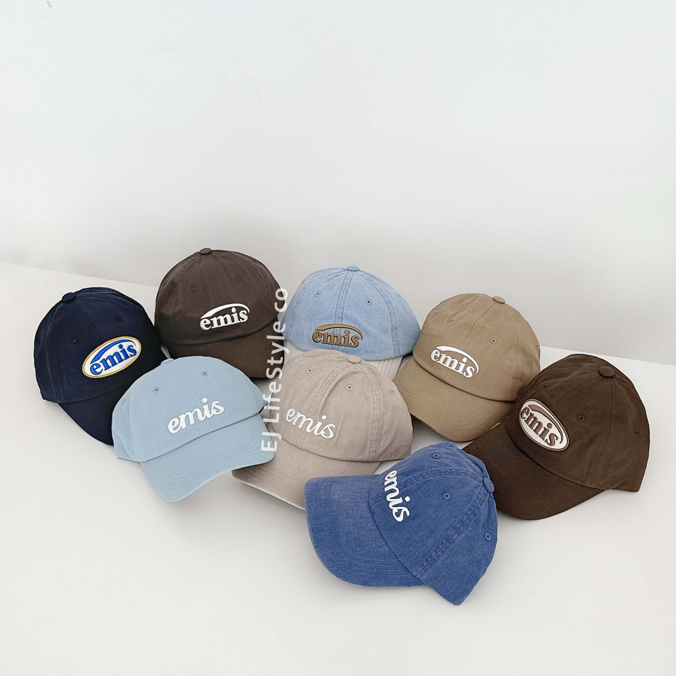 🇰🇷 EMIS 刺繡老帽 復古 LOGO 丹寧 牛仔拼接 棒球帽 / 現貨
