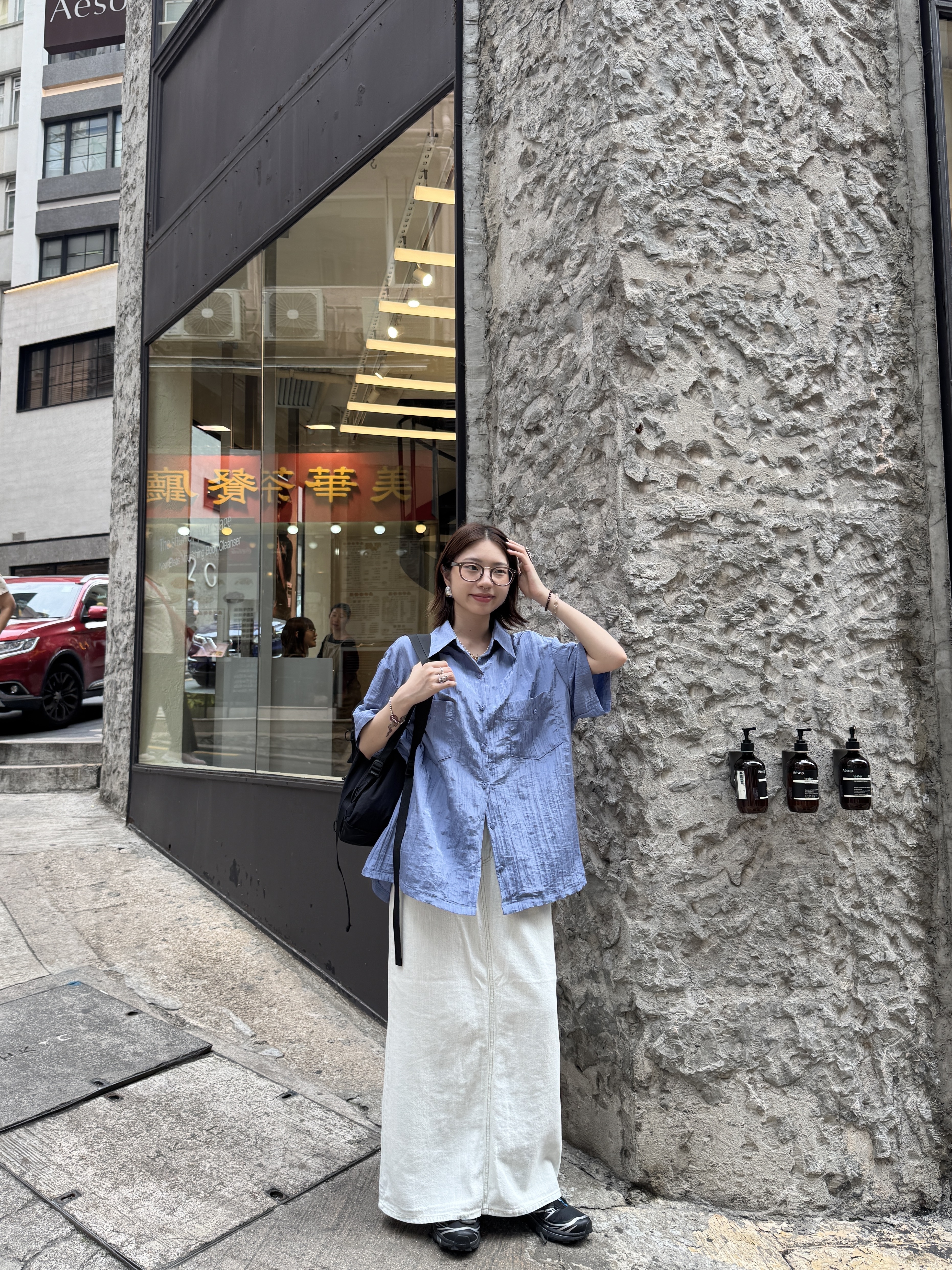 超薄壓摺紋OVERSIZE裇衫