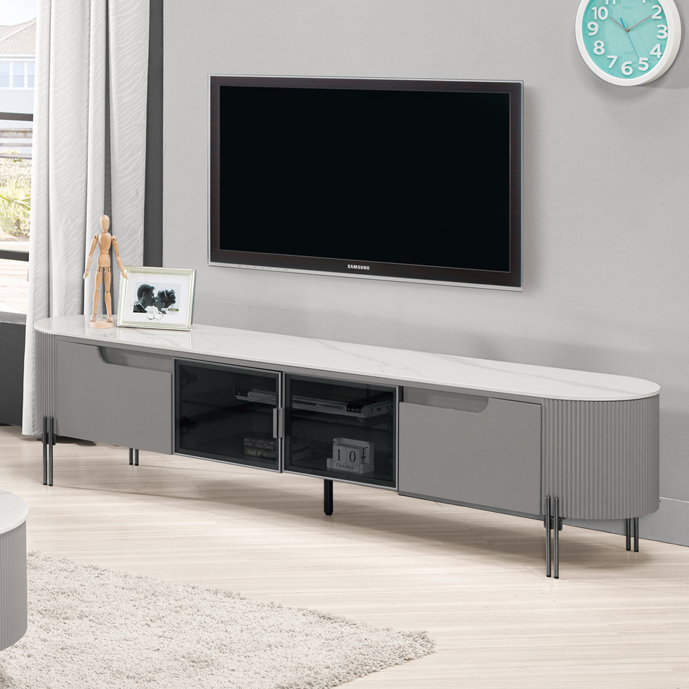 佩朵6.7尺玻璃門造型岩板電視櫃/長櫃/視聽櫃