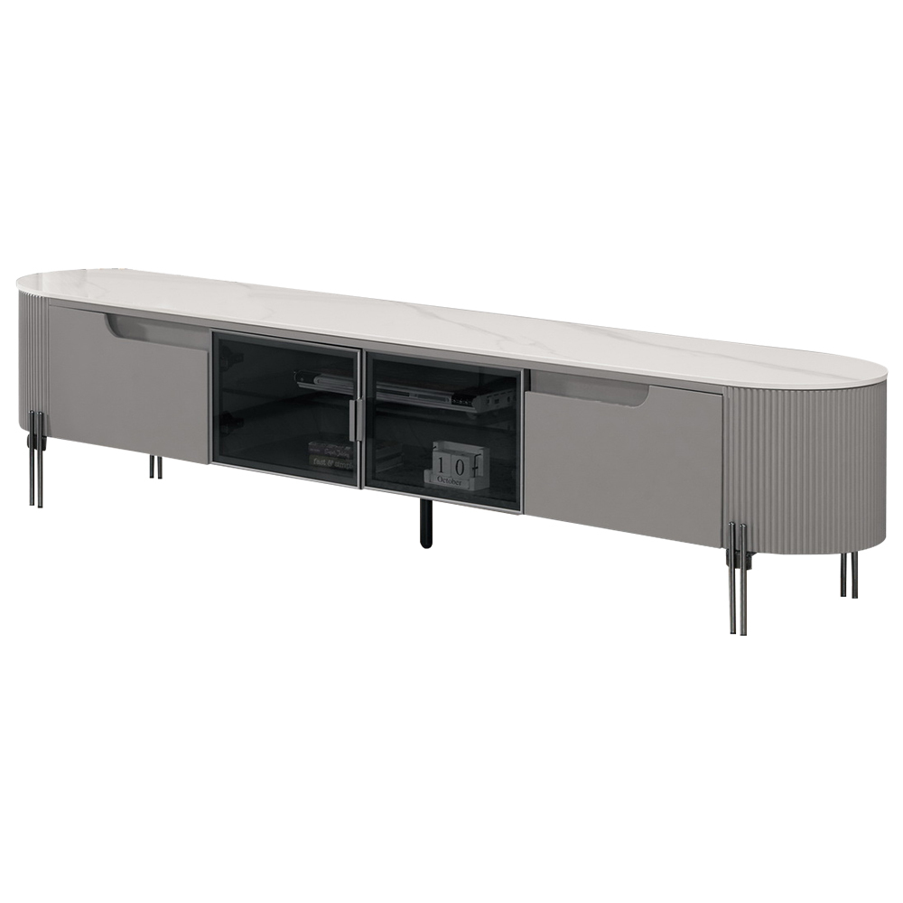 佩朵6.7尺玻璃門造型岩板電視櫃/長櫃/視聽櫃