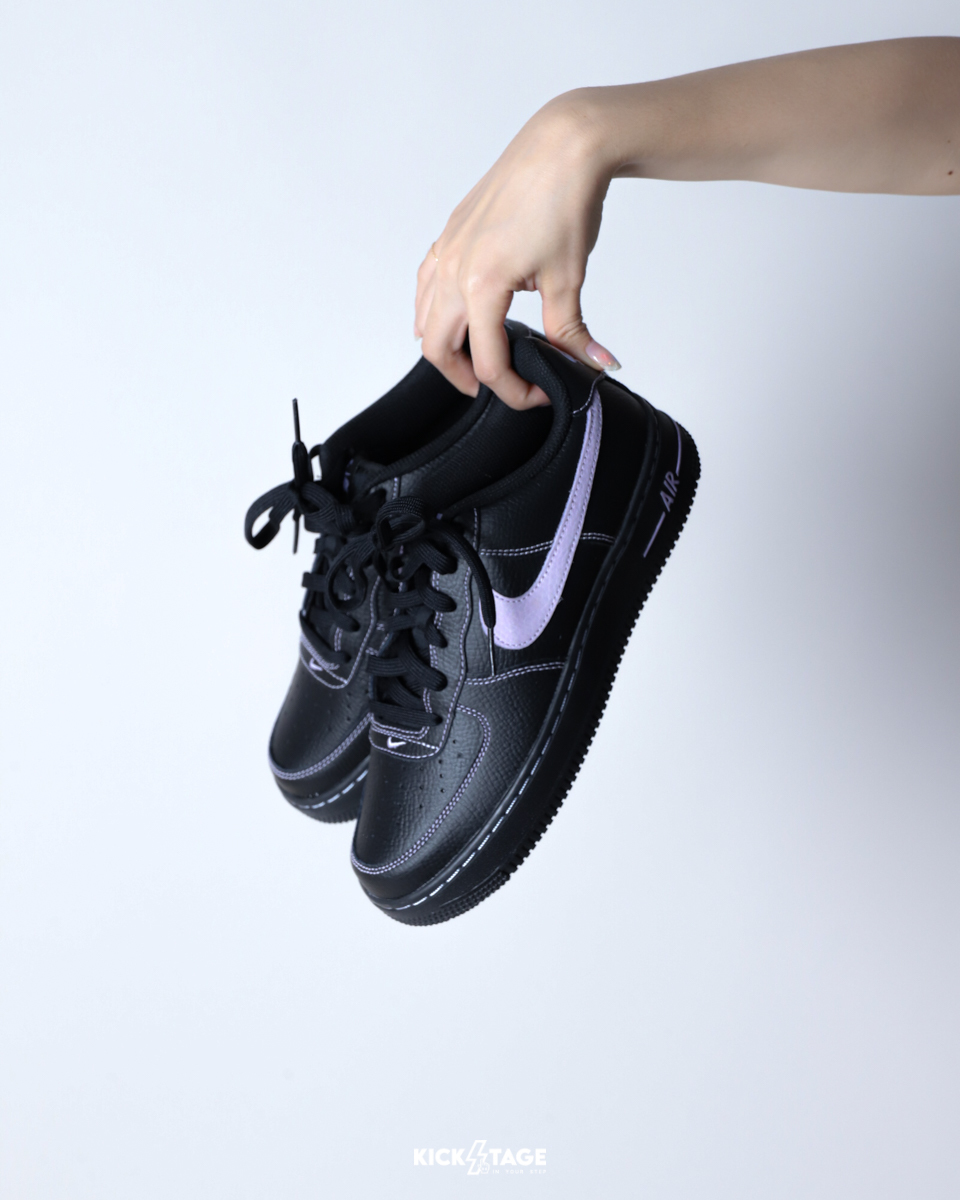 大童鞋 女鞋 NIKE AIR FORCE 1 GS 黑紫 縫線 紫羅蘭 低筒 休閒鞋【HJ4563-001】AF1 Sutures
