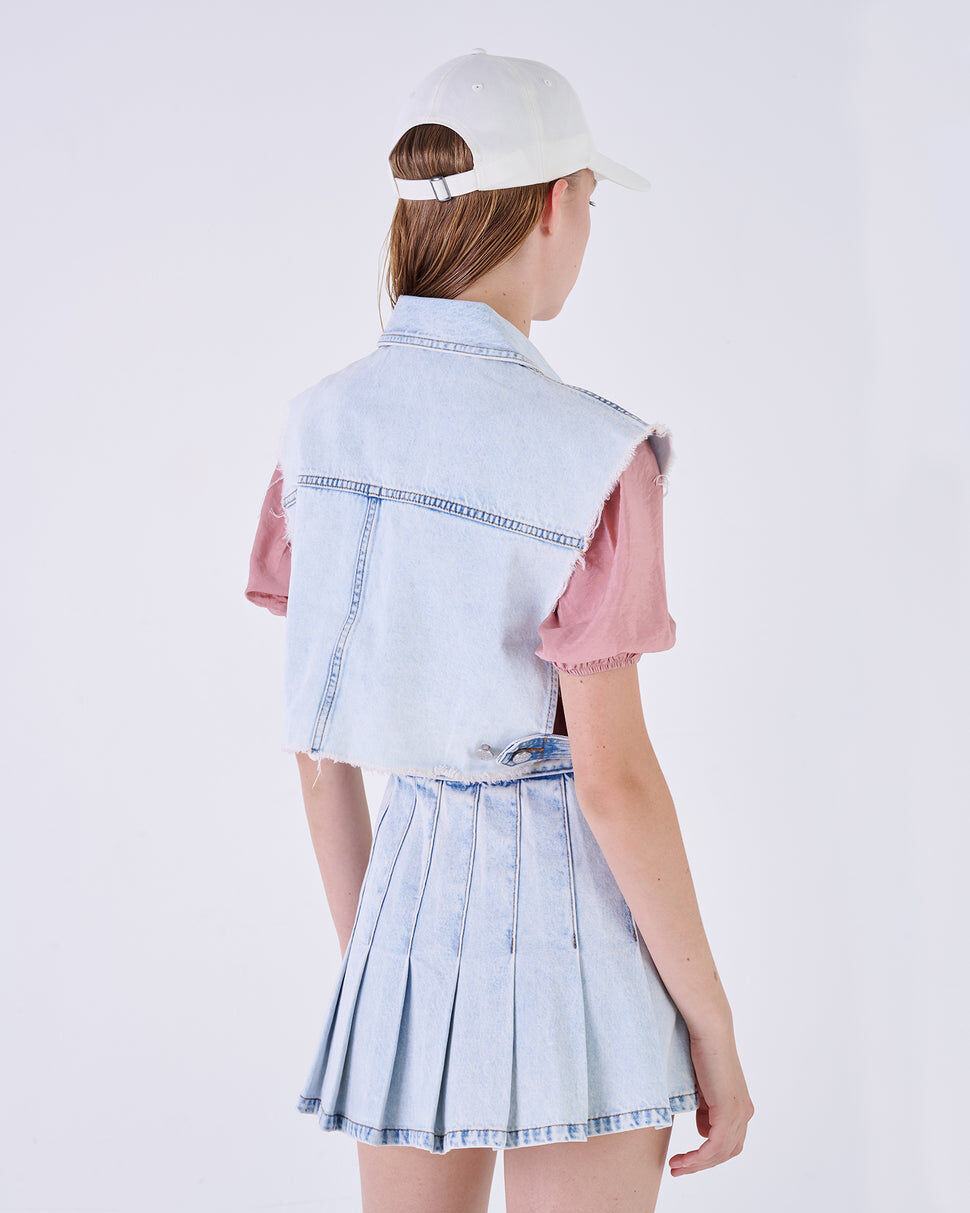 【Silvian Heach】帥氣單寧短版無袖背心