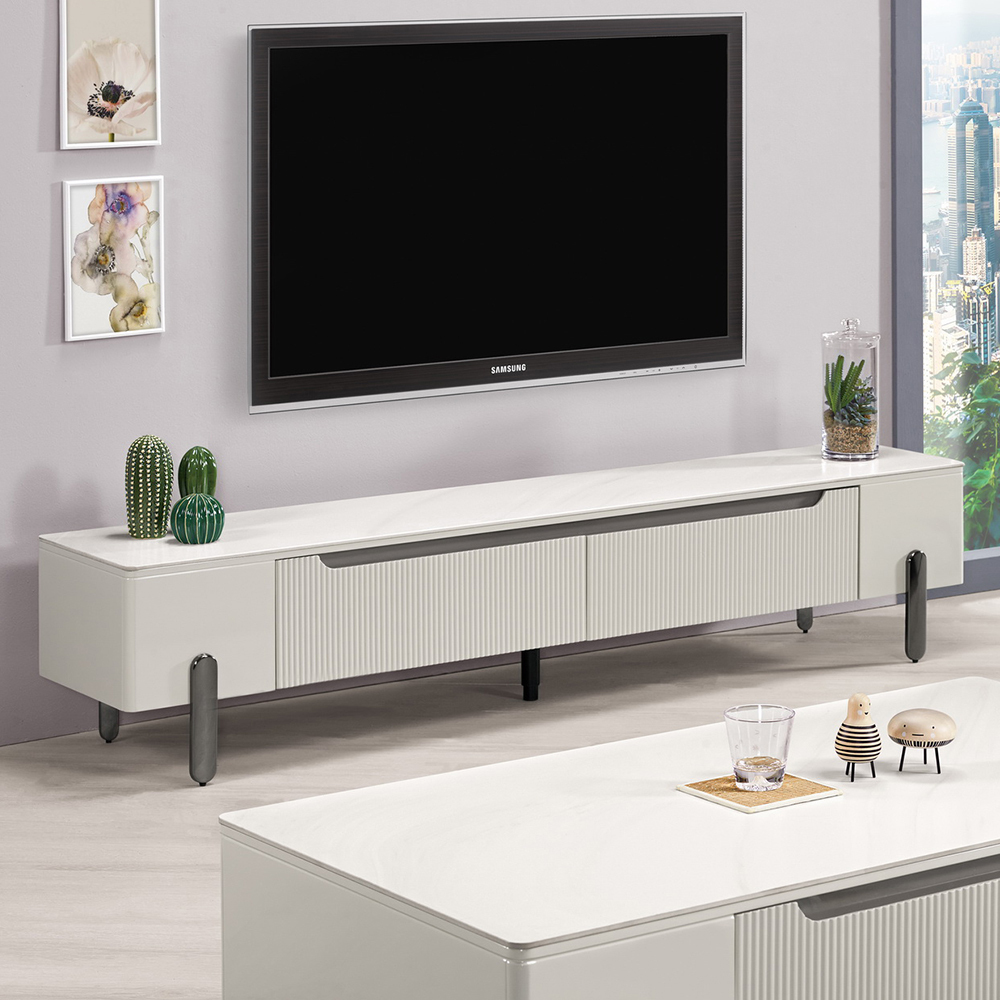 麗娜6.7尺二抽岩板造型電視櫃/長櫃/視聽櫃