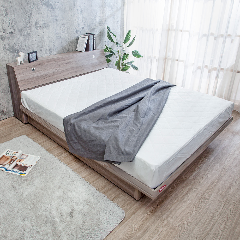 米恩5尺雙人收納掀床房間組-2件組-床頭箱+尾掀/後掀/側掀床底(六色可選-不含床墊)